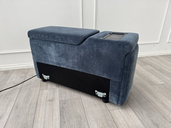 Sofology Plaza Console Chenille Denim Blue Cup Holders Wireless Charging Socket8