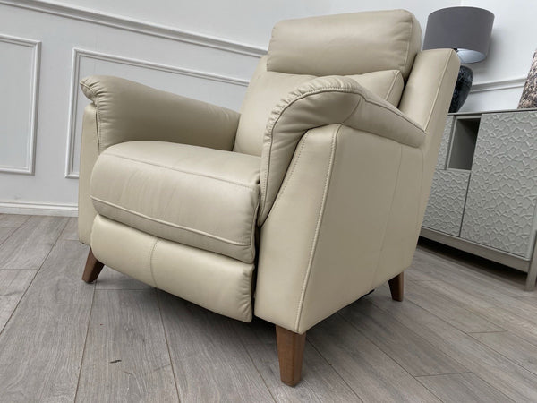 Fabb Furniture Cream/Ivory Leather Power Recliner Armchair15
