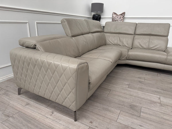 Sofology Toulouse Grey Leather Open End Corner Sofa Power Recliner Headrests1