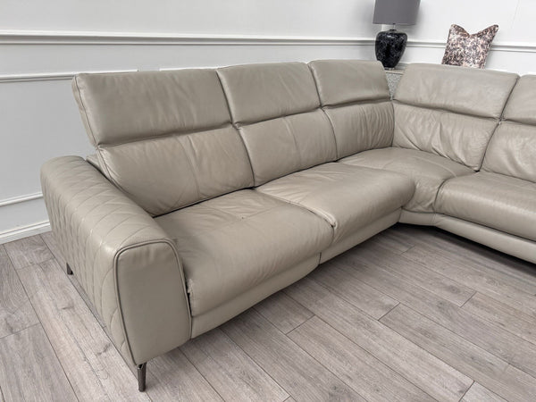 Sofology Toulouse Grey Leather Open End Corner Sofa Power Recliner Headrests15