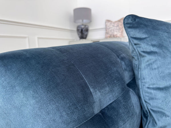 FURNITURE VILLAGE Rene Airforce Blue Velvet Large 3 Seater Sofa16