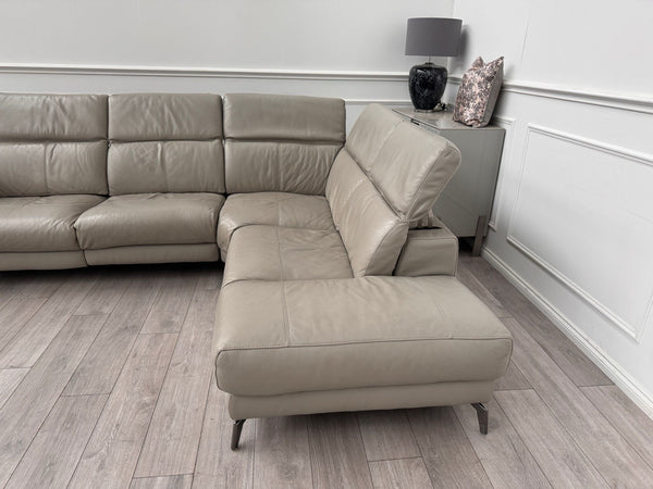 Sofology Toulouse Grey Leather Open End Corner Sofa Power Recliner Headrests3