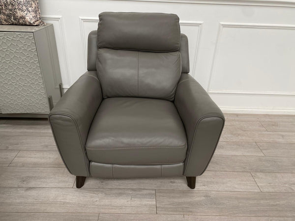 Furniture Village Zen Grey Leather 3 Seater + Power Recliner Armchair Sofa Set17
