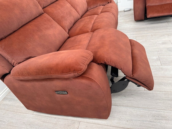 Furniture Village Moreno Burnt Orange Power Recliner 3 Seater And Armchair7