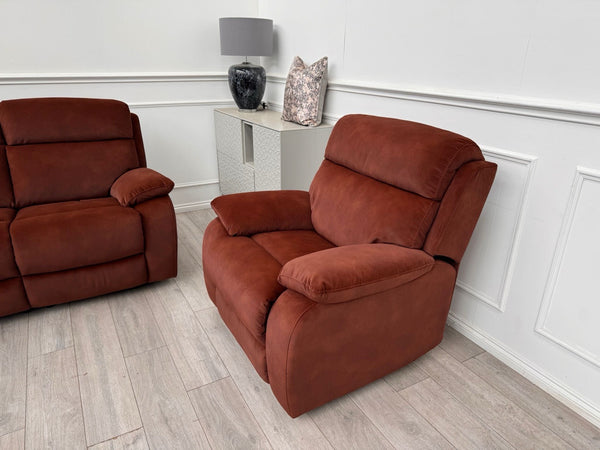 Furniture Village Moreno Burnt Orange Power Recliner 3 Seater And Armchair3