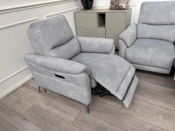 Furniture Village Daytona 2 Seater & Armchair Power Recliner Set Dexter Smoke14