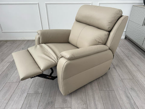 Nicoletti Lucano Beige/Taupe Leather Power Recliner Armchair0
