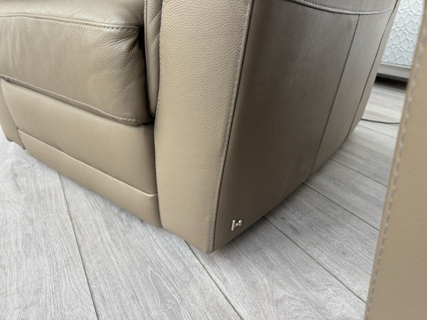 Nicoletti Lucano Dark Taupe 2 Seater Leather Sofa Set 2x Power Recliner Armchair10