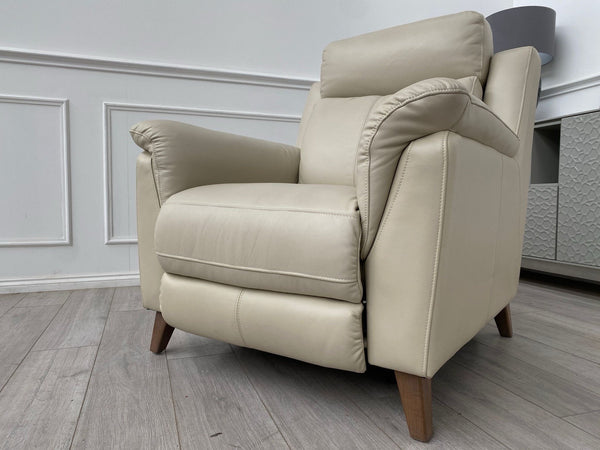 Fabb Furniture Cream/Ivory Leather Power Recliner Armchair9