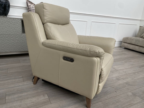 Fabb Furniture Cream/Ivory Leather Power Recliner Armchair10