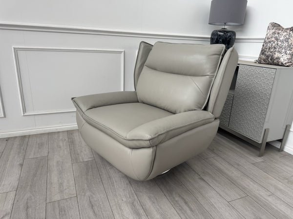 Furniture Village Vinny Grey Leather Swivel Armchair12