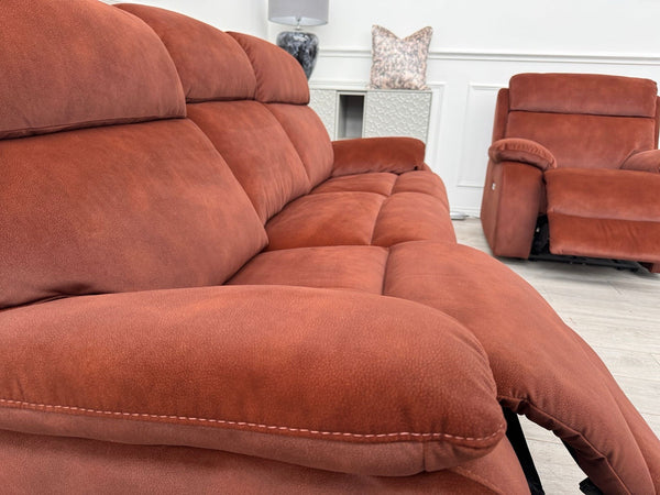 Furniture Village Moreno Burnt Orange Power Recliner 3 Seater And Armchair8