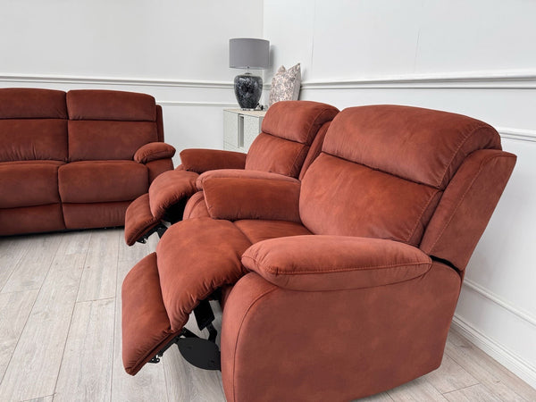 Furniture Village Moreno Burnt Orange Power Recliner 3 Seater And 2x Armchairs17