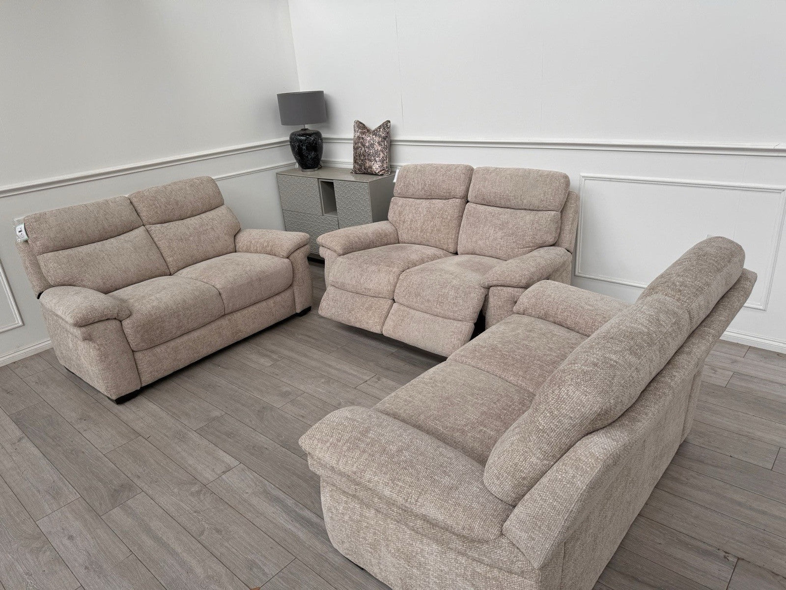 Furniture Village Serene 2+2+2 Seater Sofa Set Power Recliner, Lumbar & Headrest0