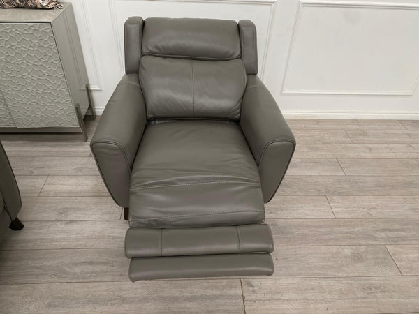 Furniture Village Zen Grey Leather 3 Seater + Power Recliner Armchair Sofa Set7