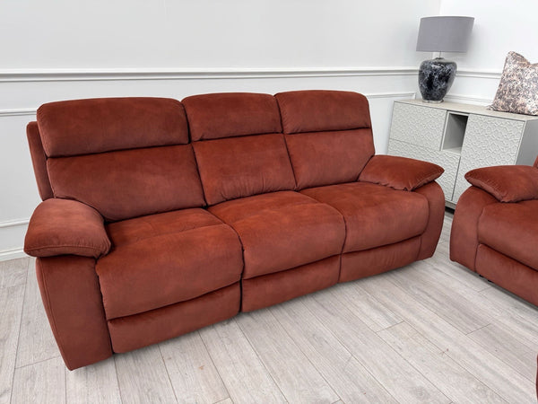 Furniture Village Moreno Burnt Orange Power Recliner 3 Seater And 2x Armchairs16