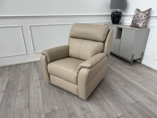Nicoletti Lucano Beige/Taupe Leather Power Recliner Armchair4