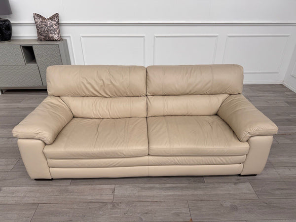 Furniture Village Cozee 3 Seater Sofa in Beige/Cream Pure Leather1