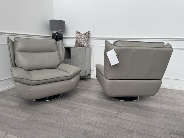 Furniture Village 2x Vinny Grey Leather Swivel Armchair5