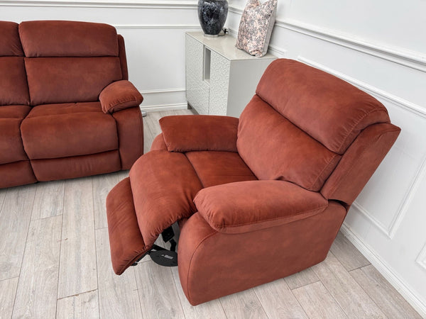 Furniture Village Moreno Burnt Orange Power Recliner 3 Seater And Armchair1