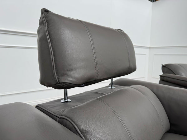 Furniture Village Jude Grey Leather 2x Armchair Power Recliner Sofa Set6