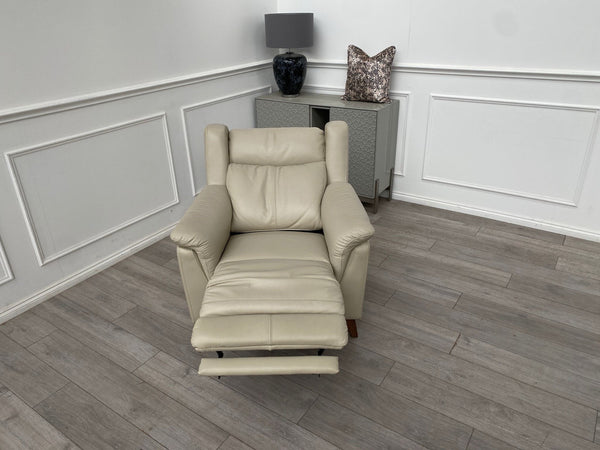 Fabb Furniture Cream/Ivory Leather Power Recliner Armchair12