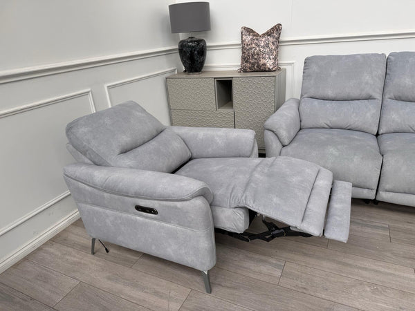 Furniture Village Daytona 2 Seater & Armchair Power Recliner Set Dexter Smoke2