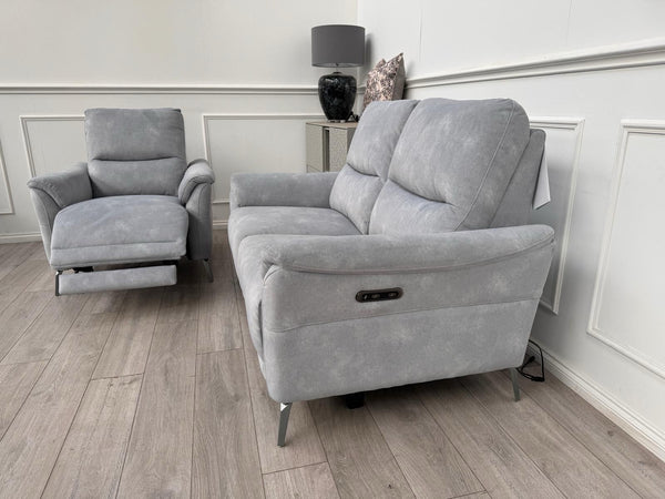 Furniture Village Daytona 2 Seater & Armchair Power Recliner Set Dexter Smoke11