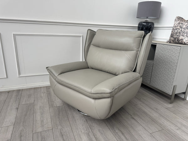 Furniture Village Vinny Grey Leather Swivel Armchair8