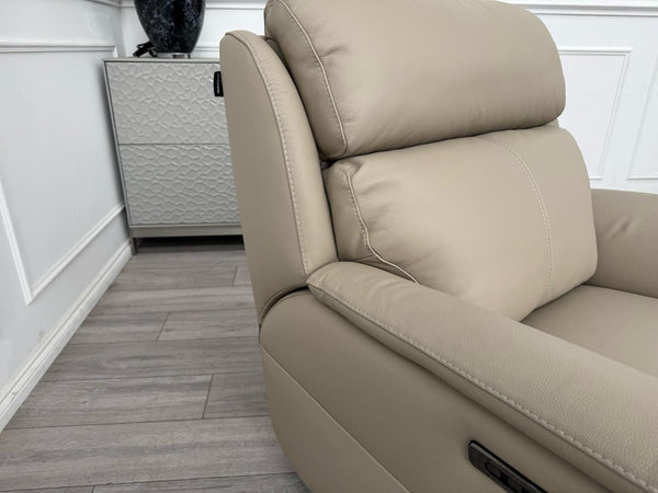 Nicoletti Lucano Beige/Taupe Leather Power Recliner Armchair19