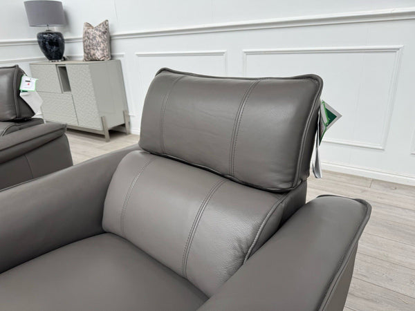 Furniture Village Jude Grey Leather 2x Armchair Power Recliner Sofa Set12