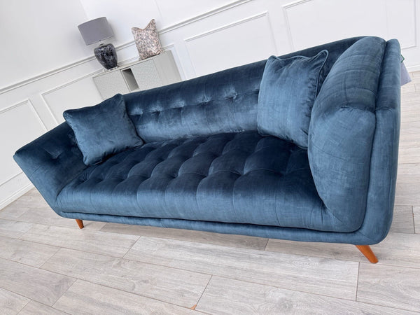 FURNITURE VILLAGE Rene Airforce Blue Velvet Large 3 Seater Sofa15