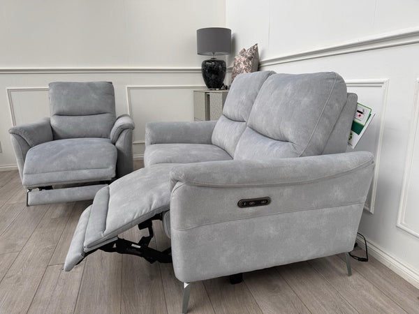Furniture Village Daytona 2 Seater & Armchair Power Recliner Set Dexter Smoke1