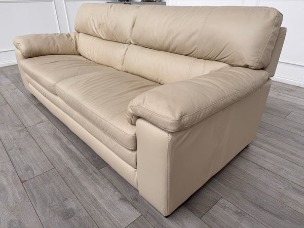 Furniture Village Cozee 3 Seater Sofa in Beige/Cream Pure Leather2