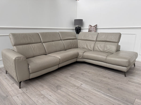 Sofology Toulouse Grey Leather Open End Corner Sofa Power Recliner Headrests19