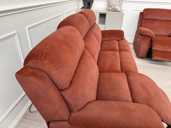 Furniture Village Moreno Burnt Orange Power Recliner 3 Seater And Armchair11