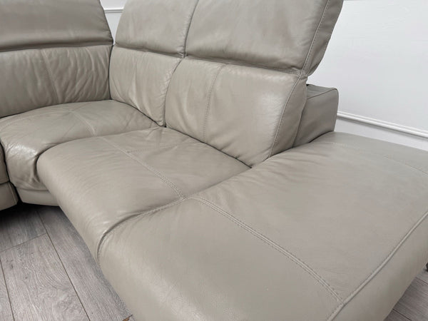 Sofology Toulouse Grey Leather Open End Corner Sofa Power Recliner Headrests11