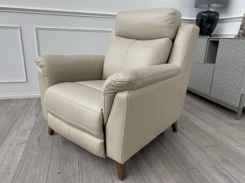 Fabb Furniture Cream/Ivory Leather Power Recliner Armchair0