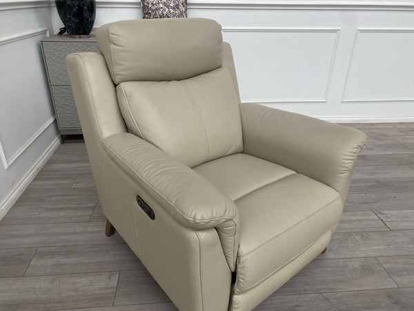 Fabb Furniture Cream/Ivory Leather Power Recliner Armchair2