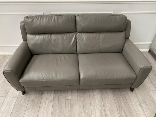 Furniture Village Zen Grey Leather 3 Seater + Power Recliner Armchair Sofa Set12