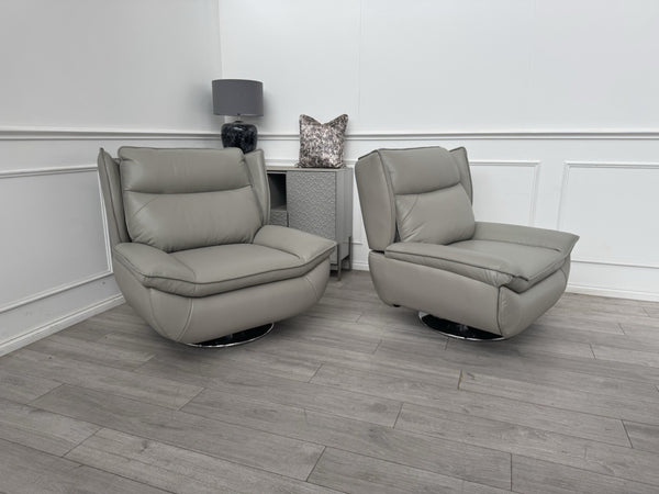 Furniture Village 2x Vinny Grey Leather Swivel Armchair9