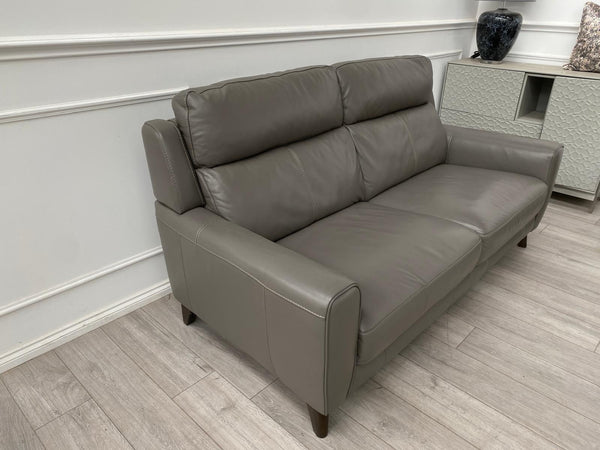 Furniture Village Zen Grey Leather 3 Seater + Power Recliner Armchair Sofa Set9