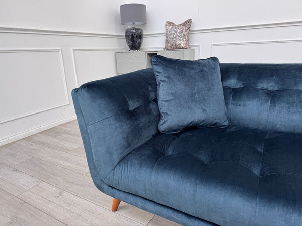 FURNITURE VILLAGE Rene Airforce Blue Velvet Large 3 Seater Sofa12