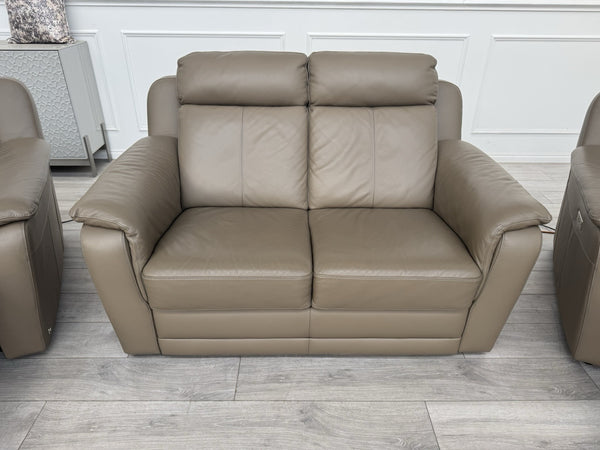 Nicoletti Lucano Dark Taupe 2 Seater Leather Sofa Set 2x Power Recliner Armchair19