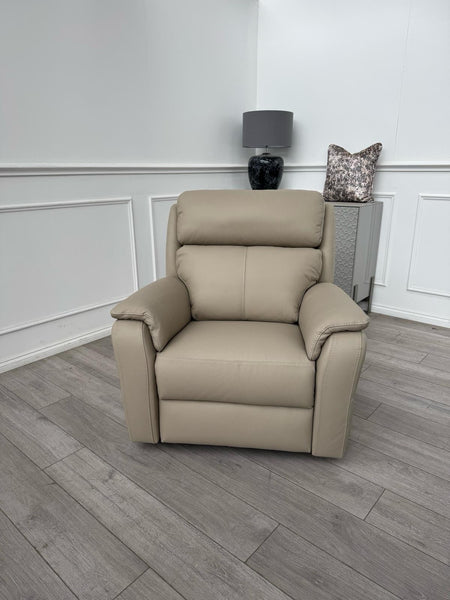 Nicoletti Lucano Beige/Taupe Leather Power Recliner Armchair1