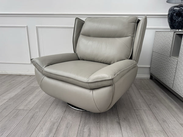 Furniture Village 2x Vinny Grey Leather Swivel Armchair12