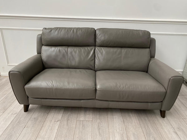 Furniture Village Zen Grey Leather 3 Seater + Power Recliner Armchair Sofa Set14