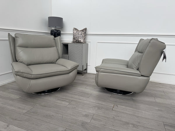 Furniture Village 2x Vinny Grey Leather Swivel Armchair6