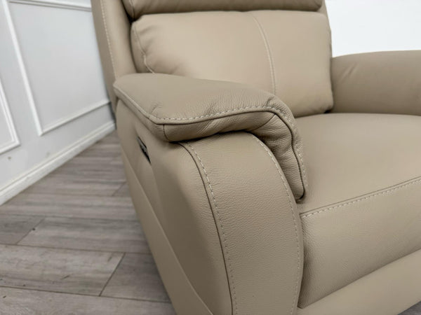Nicoletti Lucano Beige/Taupe Leather Power Recliner Armchair2