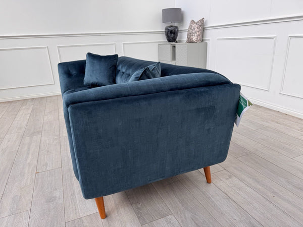 FURNITURE VILLAGE Rene Airforce Blue Velvet Large 3 Seater Sofa2